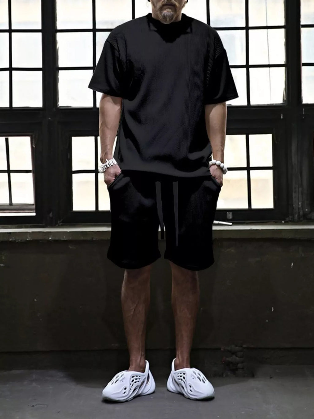 Men's Full Size Short Sleeve Top and Shorts Set Plus Size