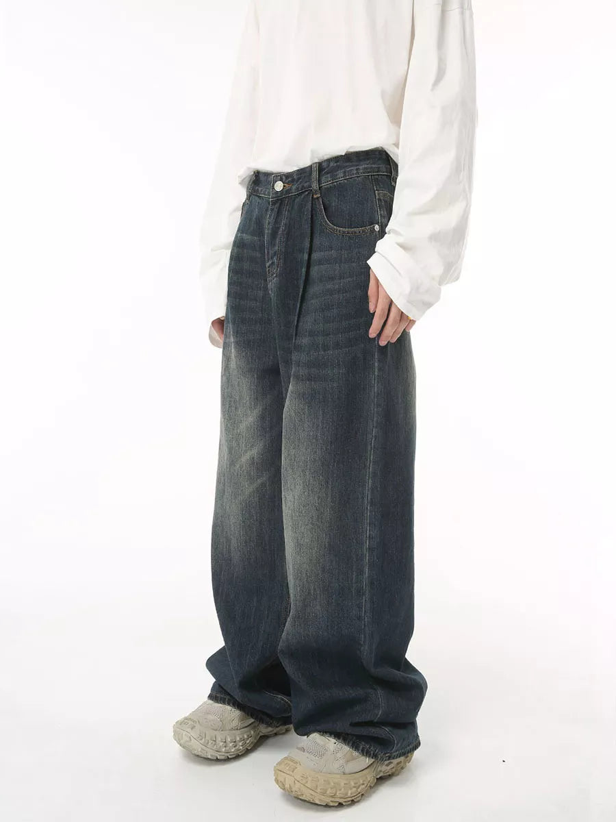 Men's Vintage Wash Wide Leg Jeans