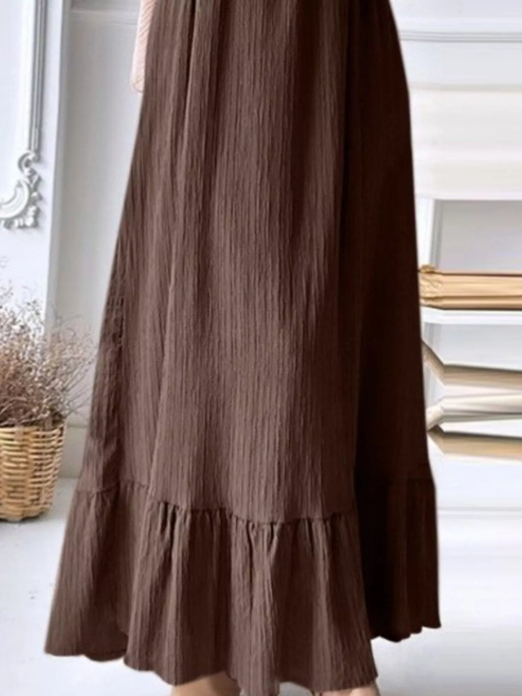 Full Size Textured Balloon Sleeve Maxi Dress Plus Size