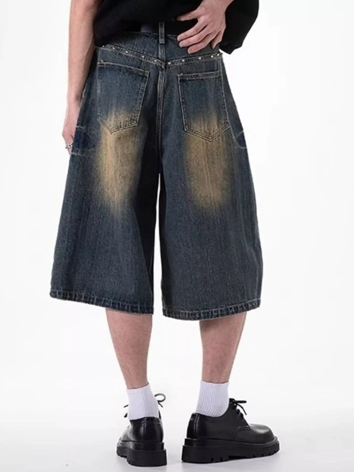 Men's Plus Size Wide Leg Denim Shorts
