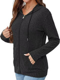 Ribbed Zip Up Hooded Outerwear