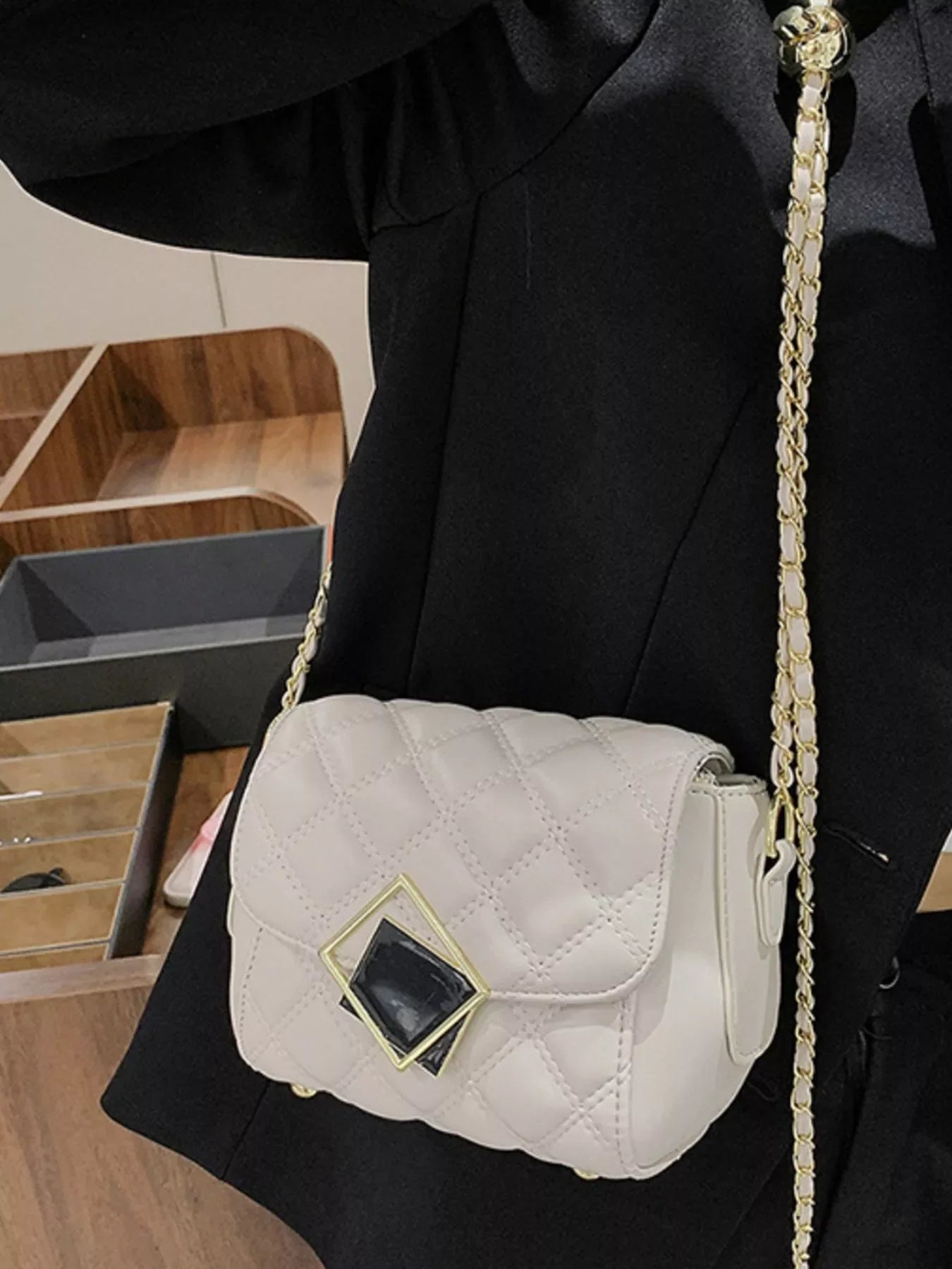 Quilted Flap Chain Crossbody Bag