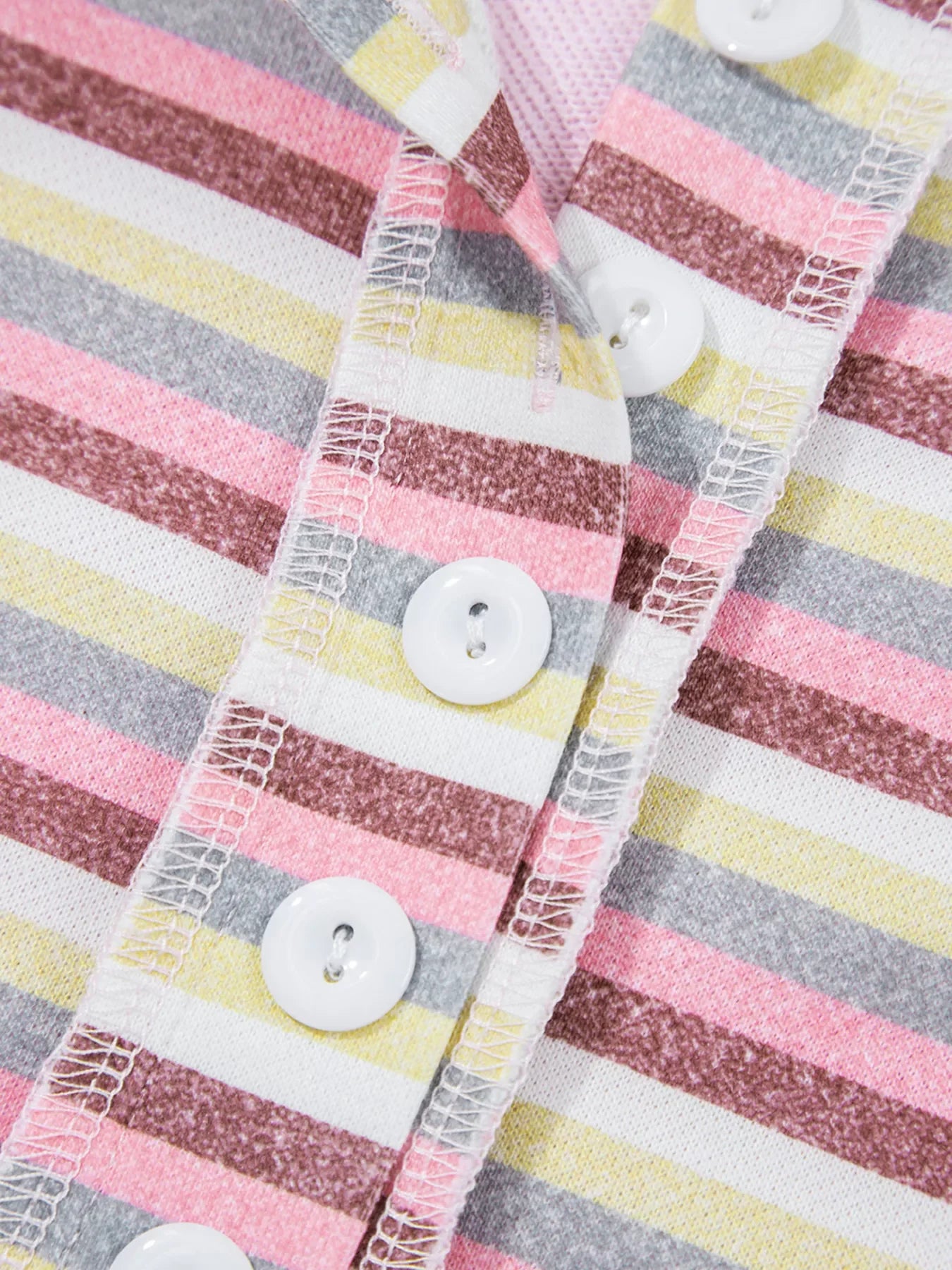 Exposed Seam Color Block Striped Patchwork Loose Henley Sweatshirt