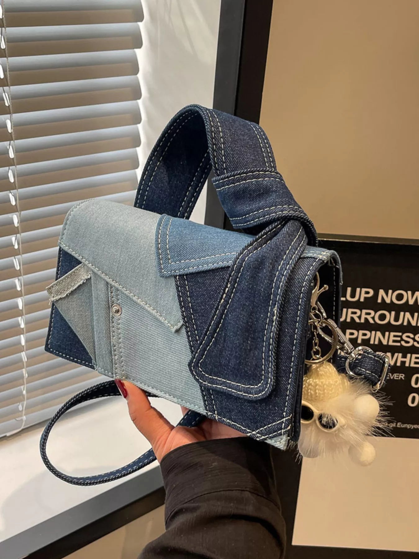 Denim Patchwork Crossbody Bag