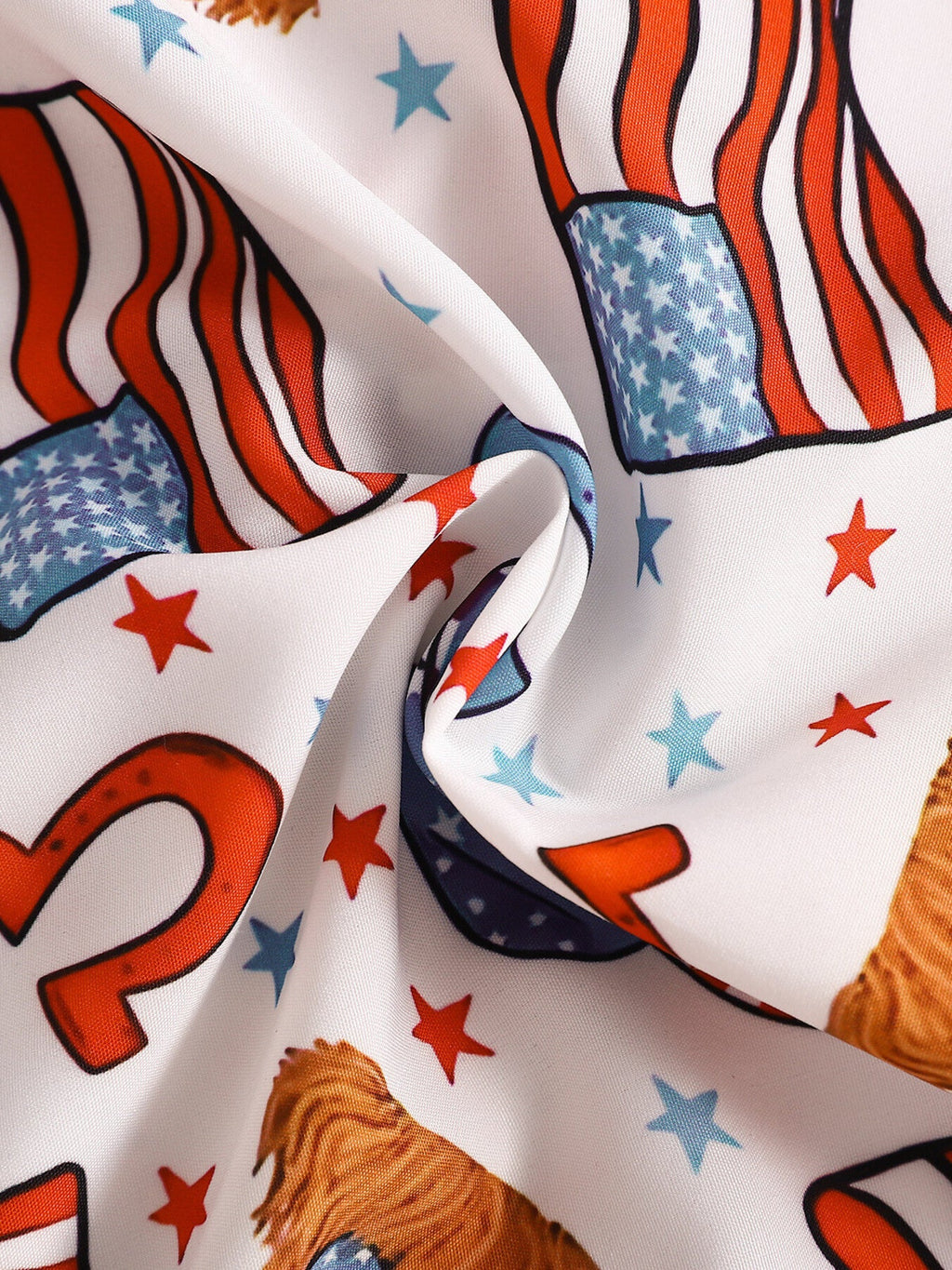 Children's American Flag Print Bow Tie Shirt & Shorts Set