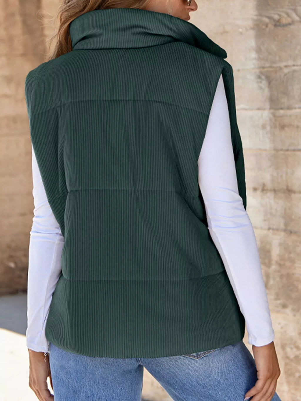 Corduroy Zip Up Vest Coat