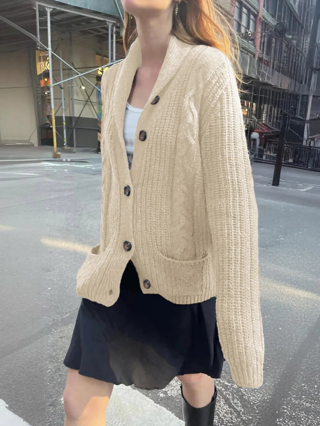 Cable Knit Button Up Cardigan