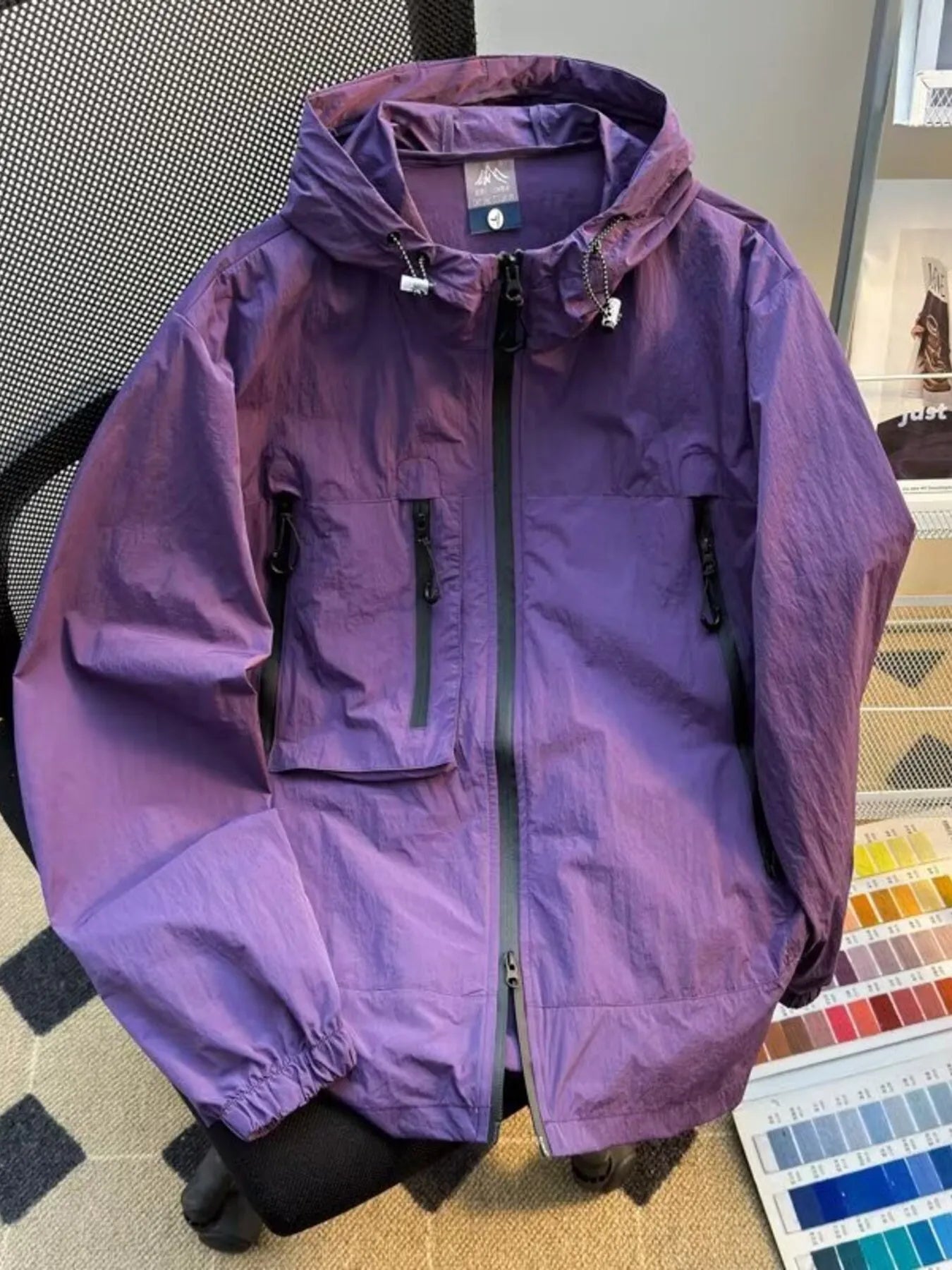 Men's Plus Size Lightweight Hooded Windbreaker Jacket