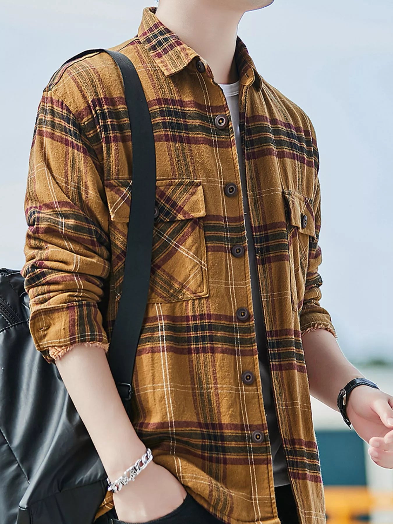 Men's Plus Size Casual Plaid Button Up Shirt