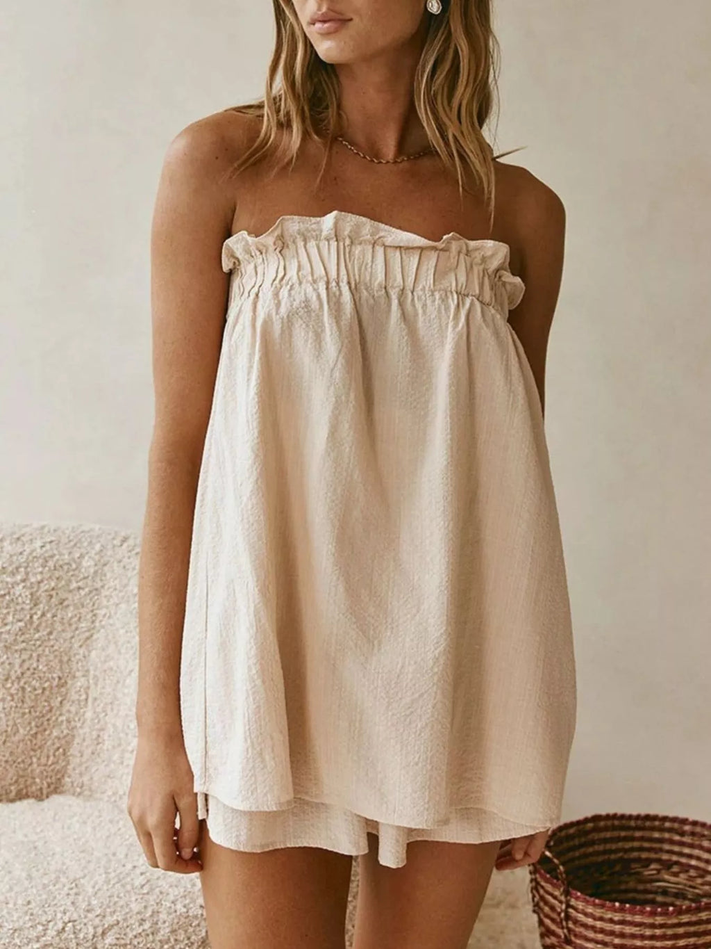 Full Size Strapless Top and High-Waisted Skirt Set Plus Size