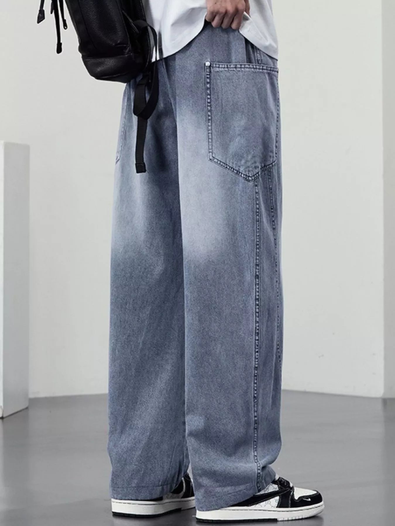Men's Plus Size Drawstring Wide Leg Jeans