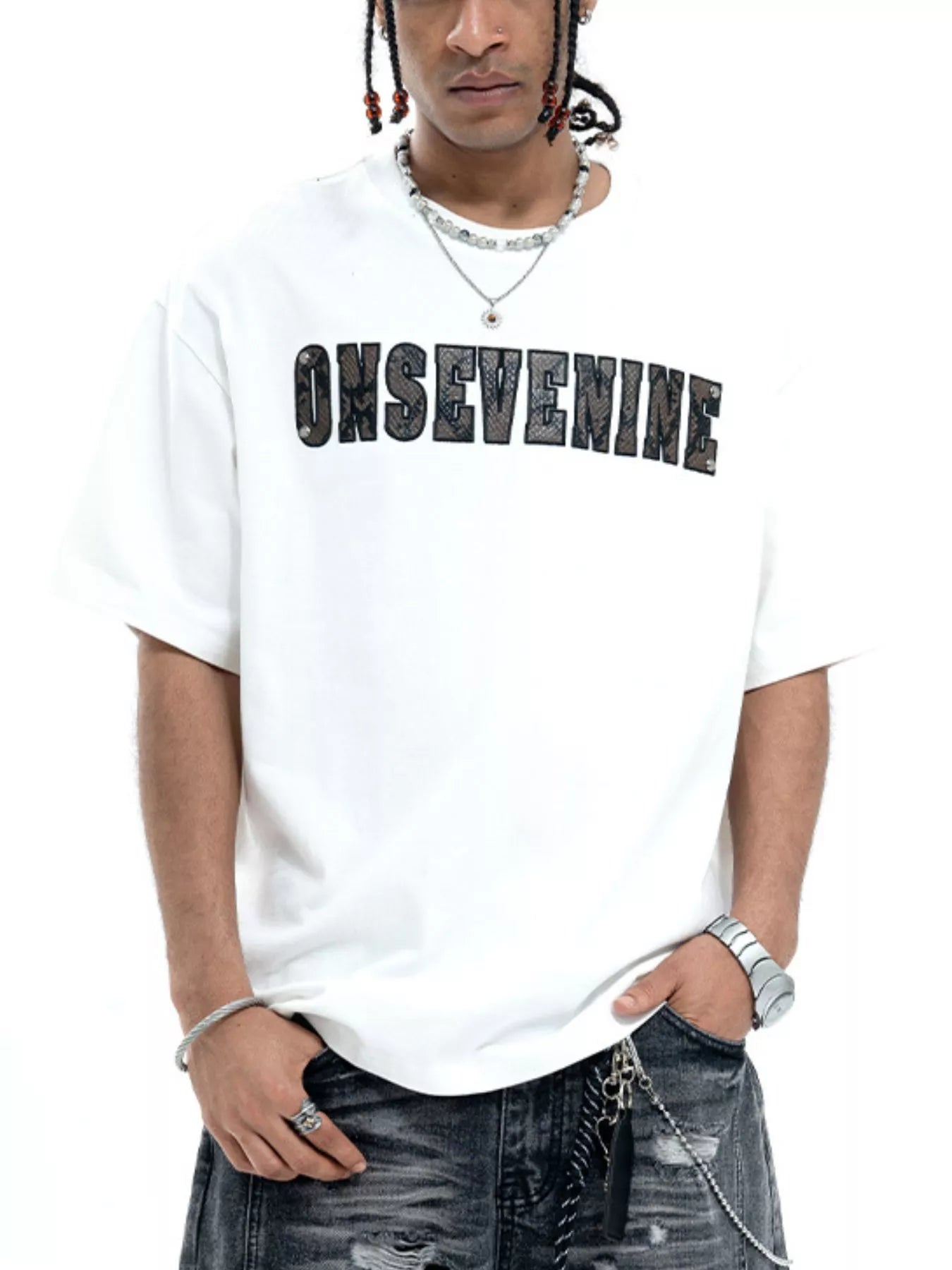 Men's Letter Round Neck Oversized T-Shirt