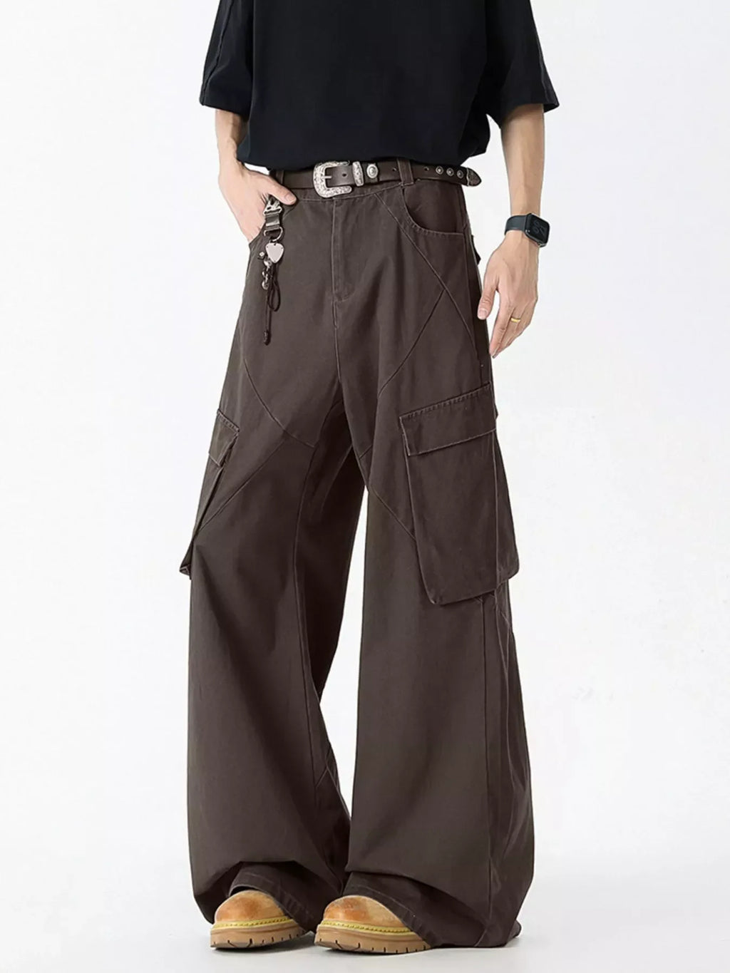 Men's Full Size Wide Leg Cargo Jeans Plus Size