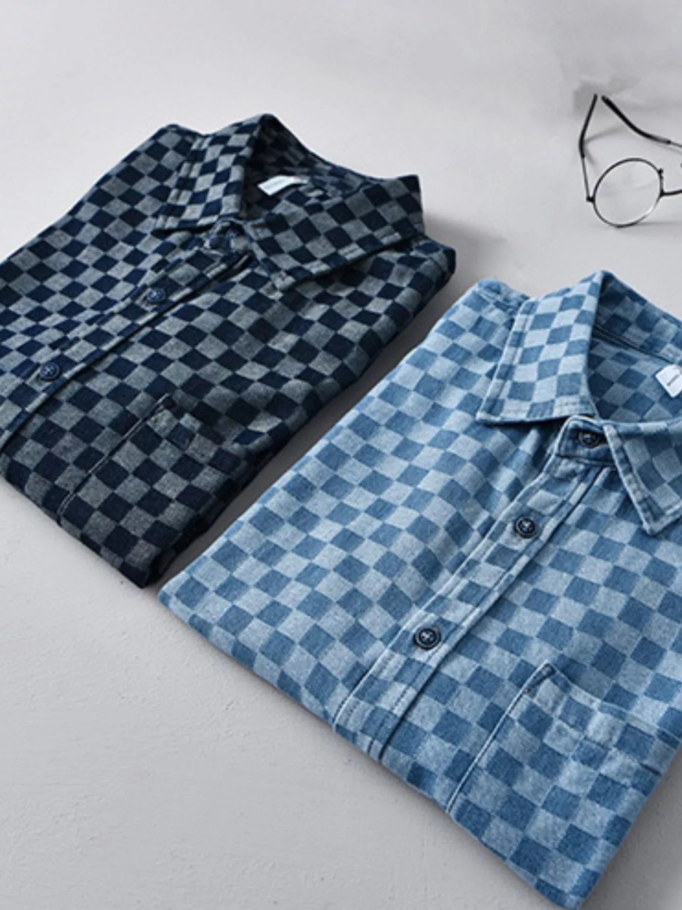 Men's Plus Size Checkered Pattern Short Sleeve Casual Shirt