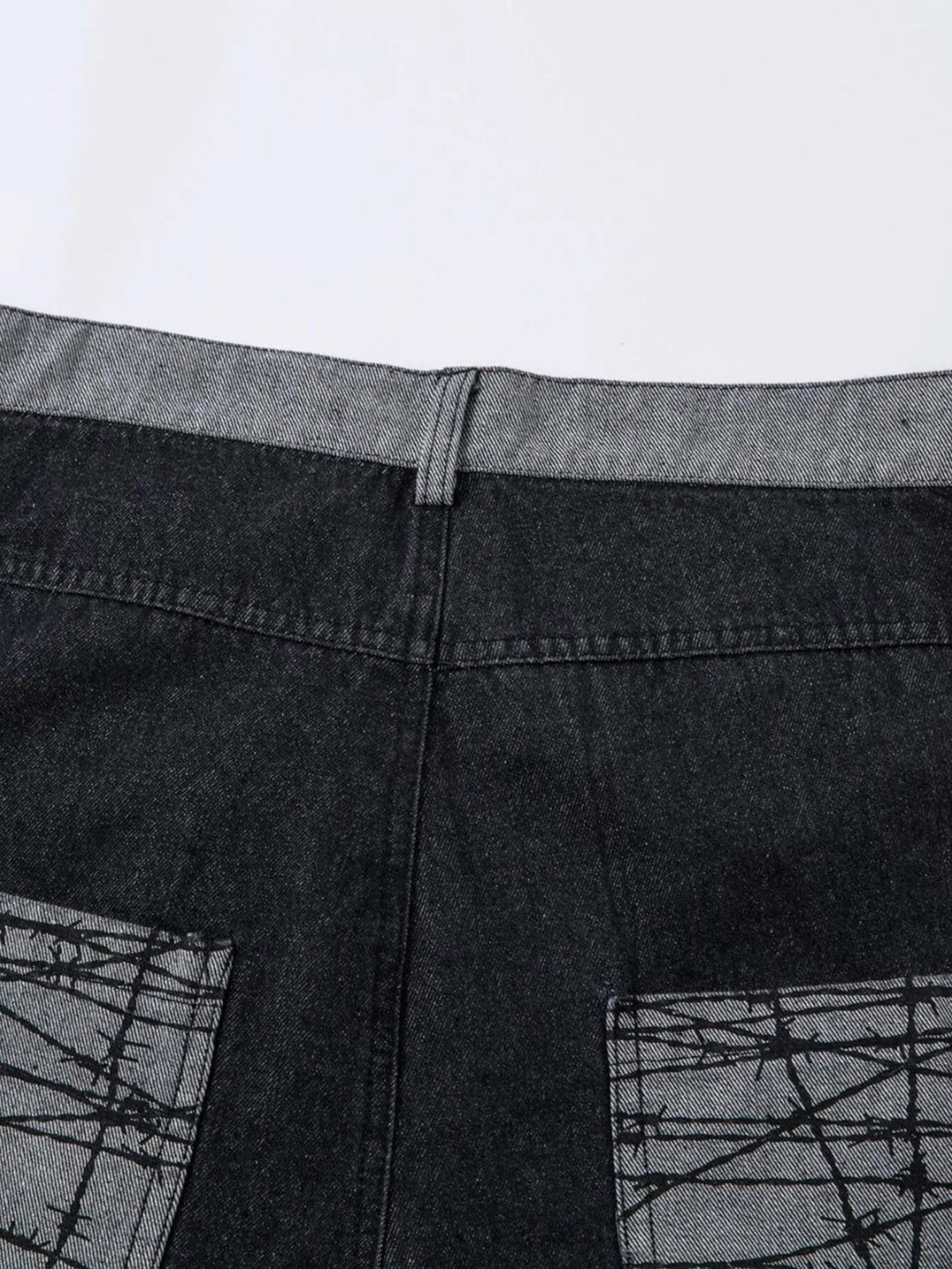 Men's Wide Leg Cargo Jeans with Contrast Panels