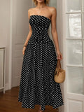 Polka Dot Strapless Maxi Dress