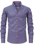Men's Full Size Striped Button-Down Shirt Plus Size