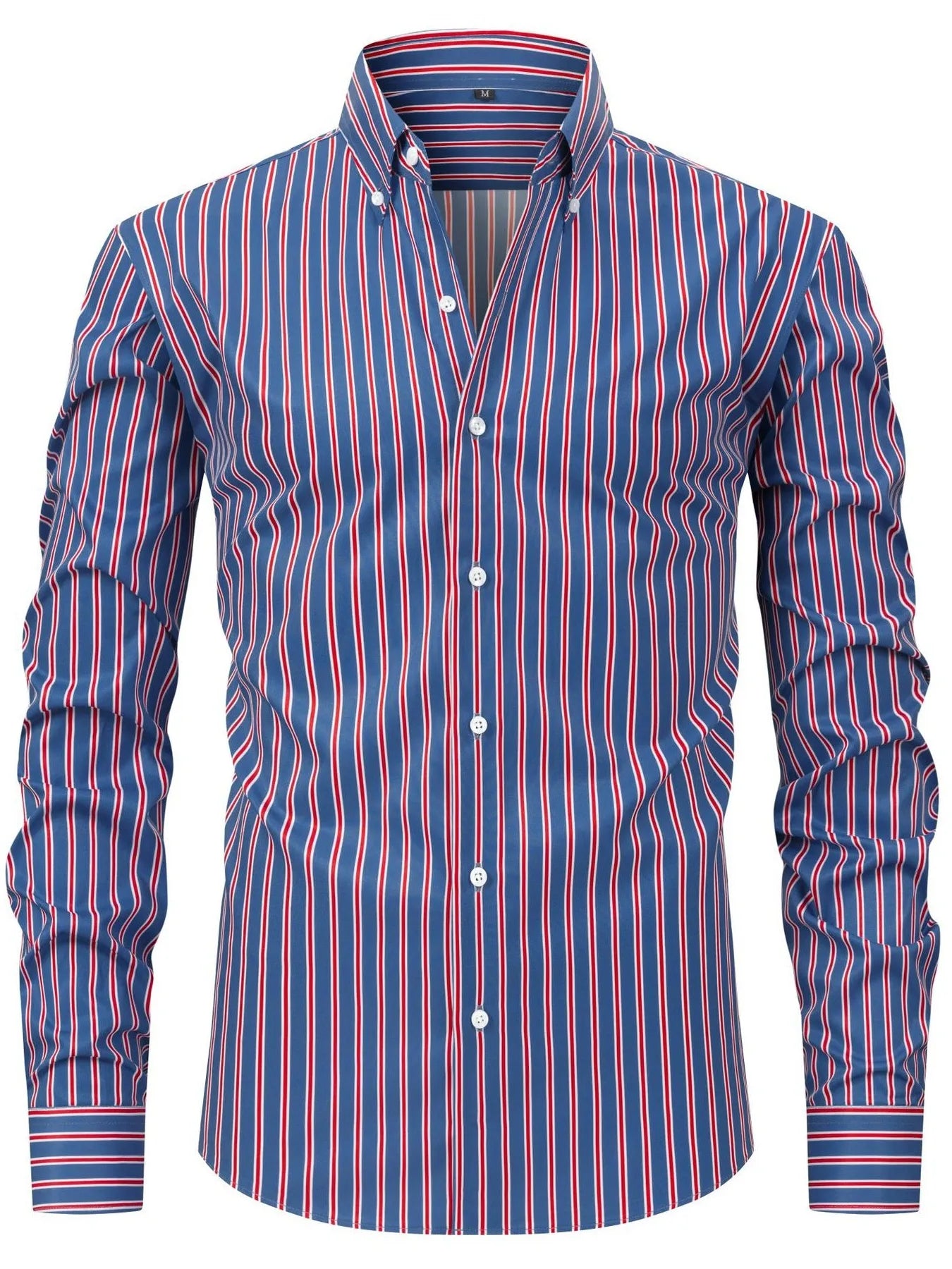 Men's Full Size Striped Button-Down Shirt Plus Size