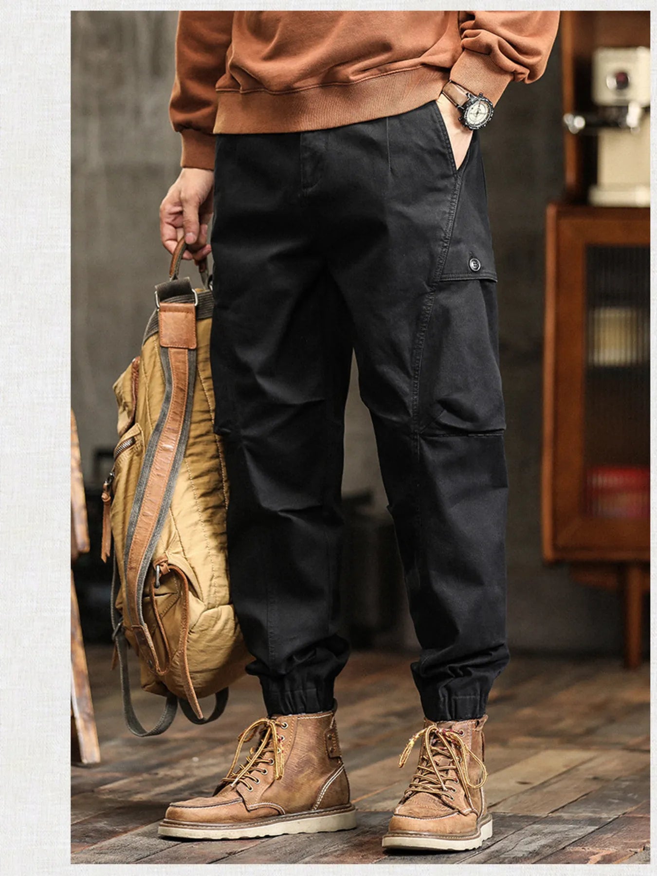 Men's Full Size Pocketed Loose Fit Joggers Plus Size