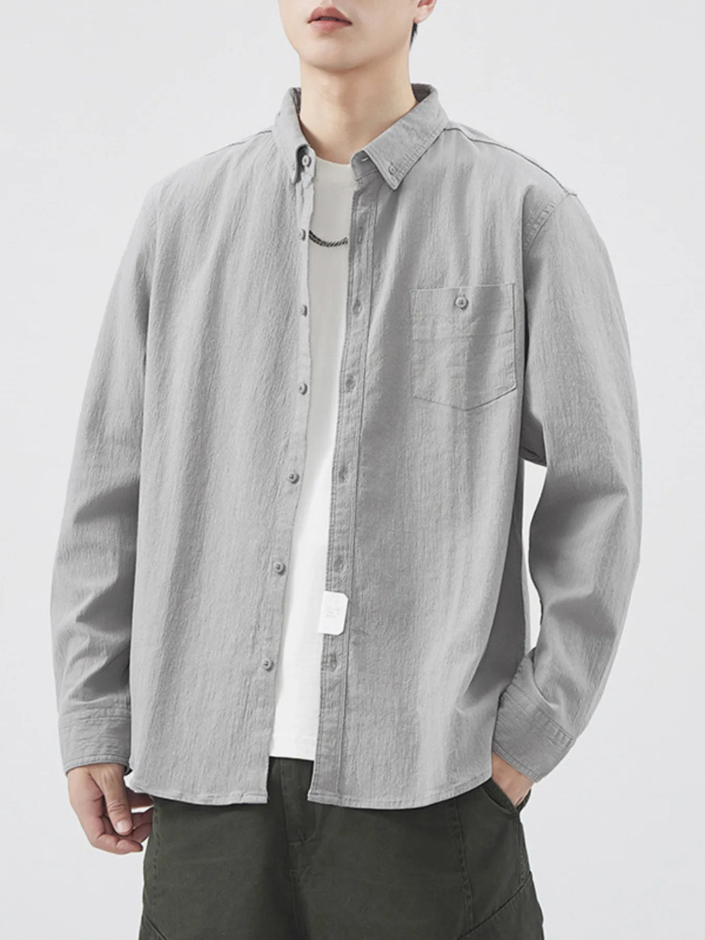 Men's Plus Size Button Up Long Sleeve Shirt