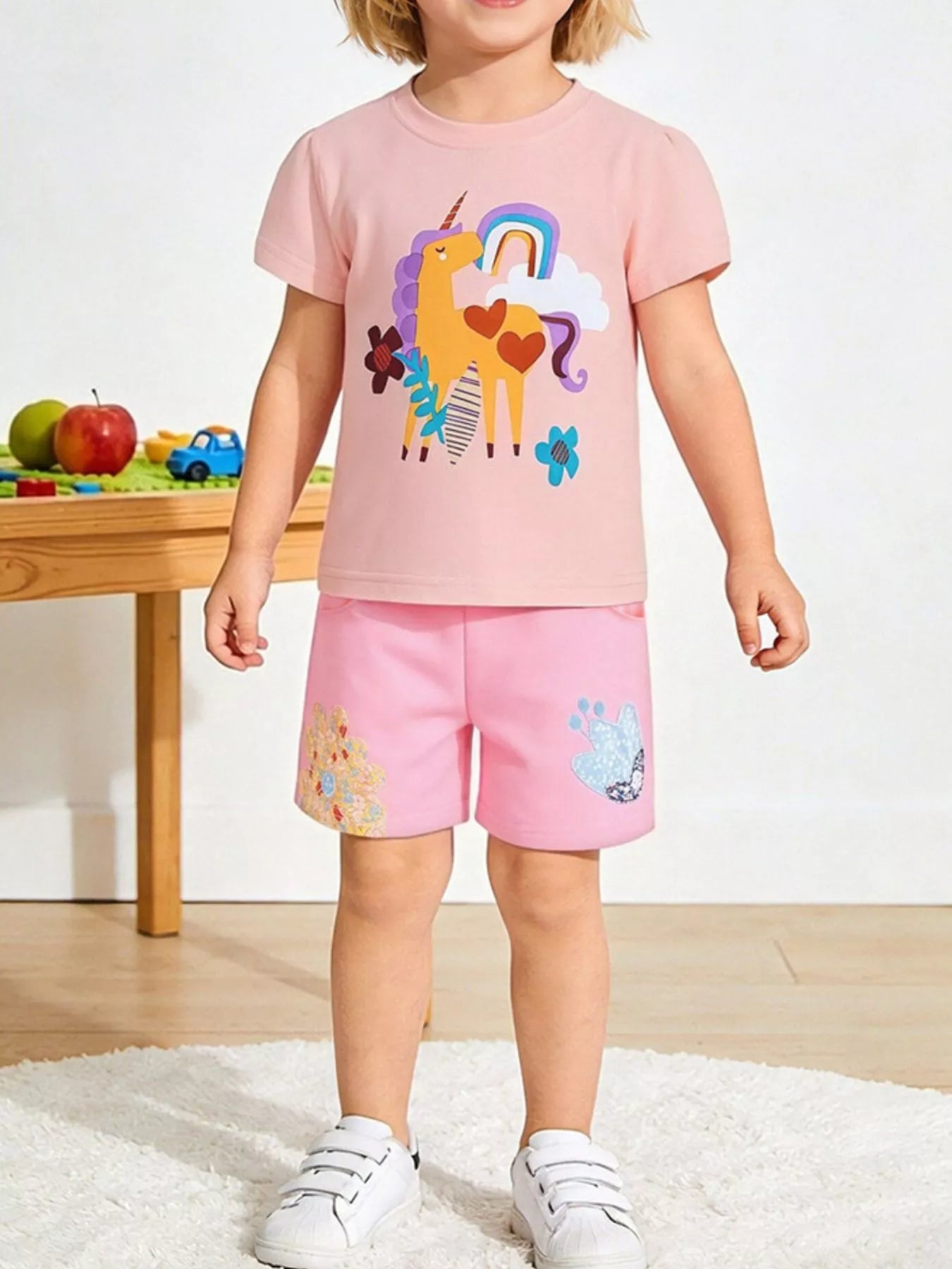 Children's Unicorn Graphic Tee and Shorts Set