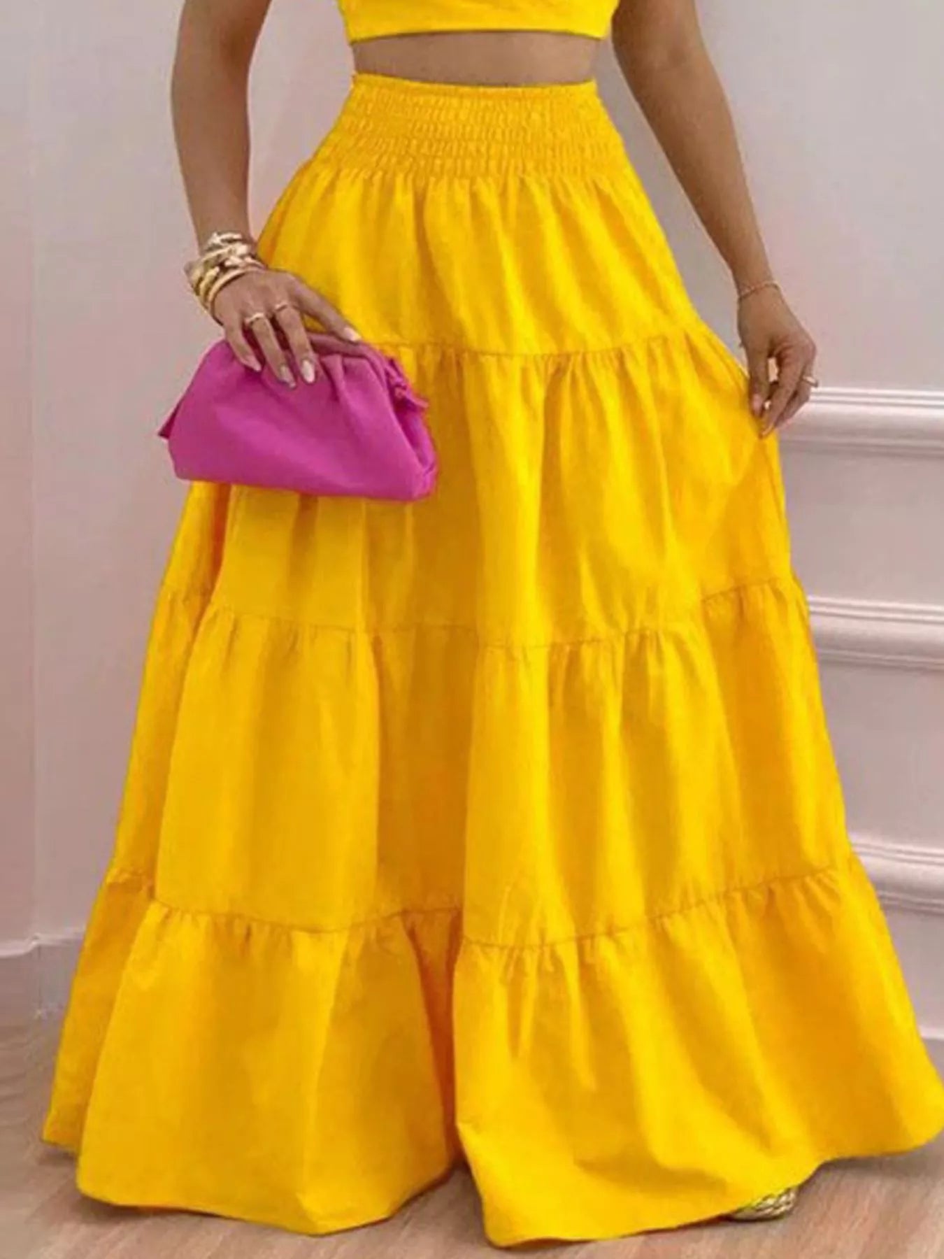 Crop Top and Tiered Maxi Skirt Set