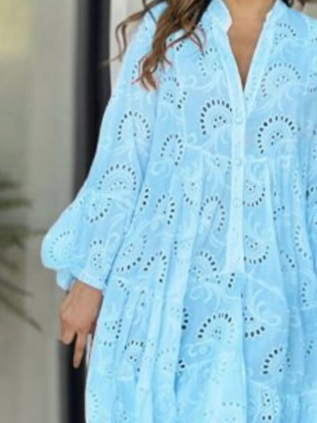 Full Size Eyelet Ruffled Hem Tiered Dress Plus Size