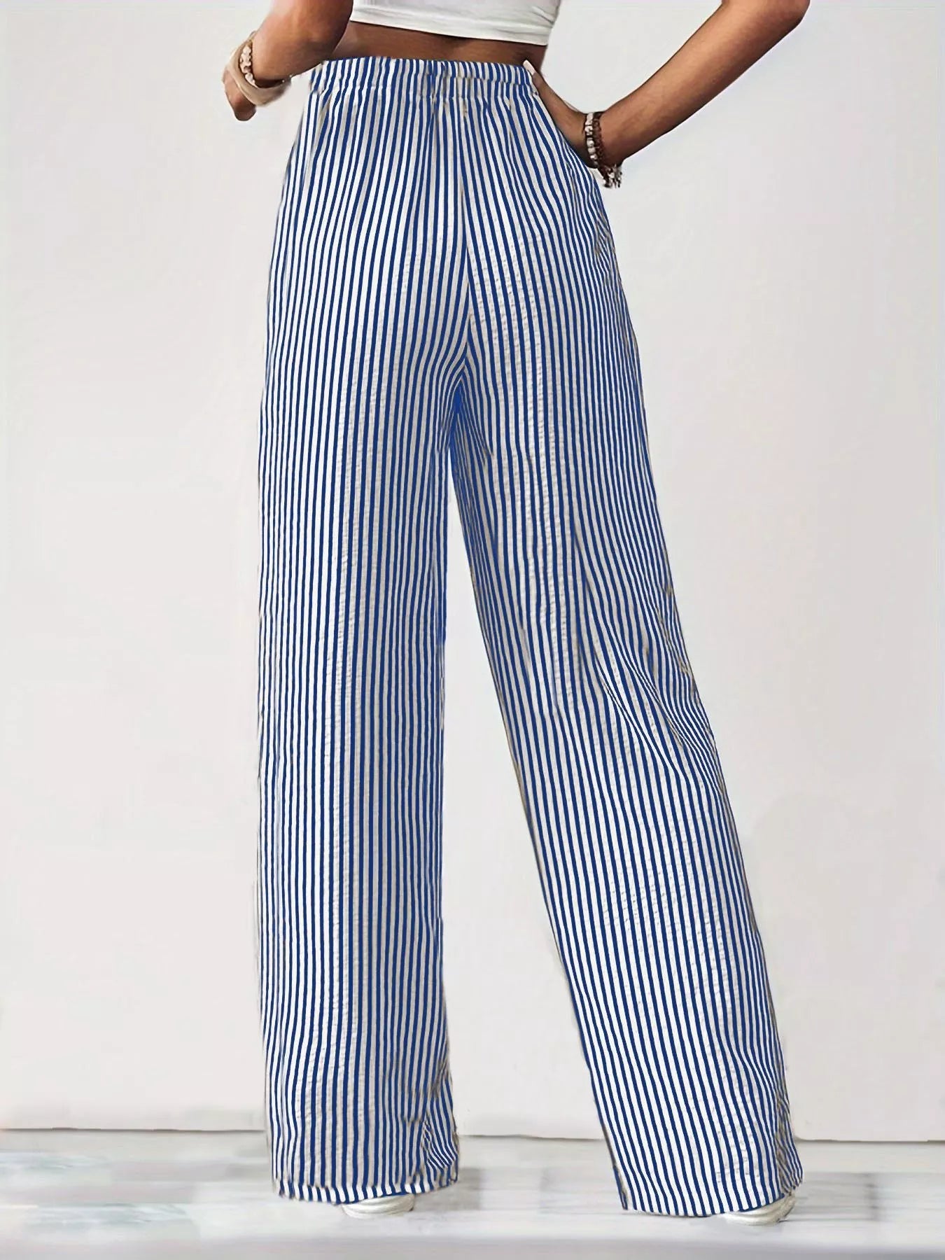 Striped High-Waisted Wide Leg Pants