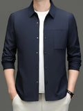 Men's Plus Size Button Up Long Sleeve Jacket