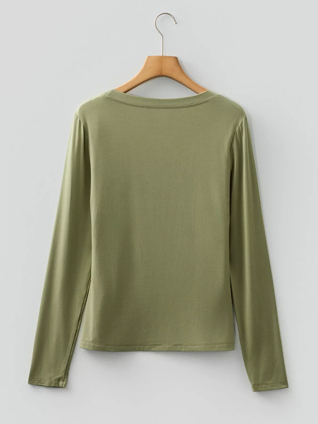 Solid Color Long Sleeve Fitted Top