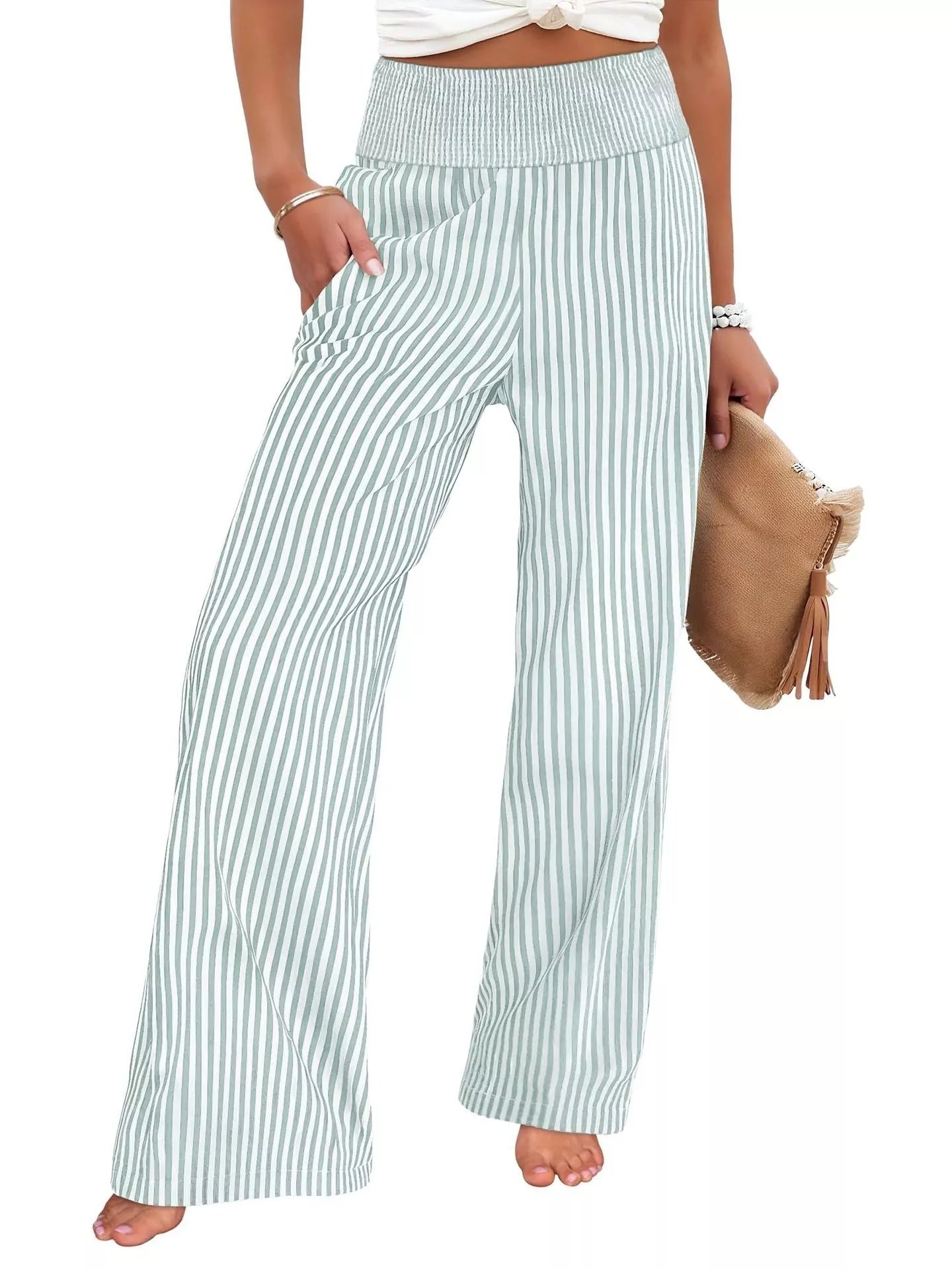 Striped Wide-Leg Pants