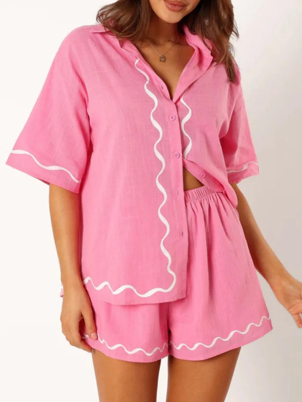 Button Up Half Sleeve Top and Shorts Set