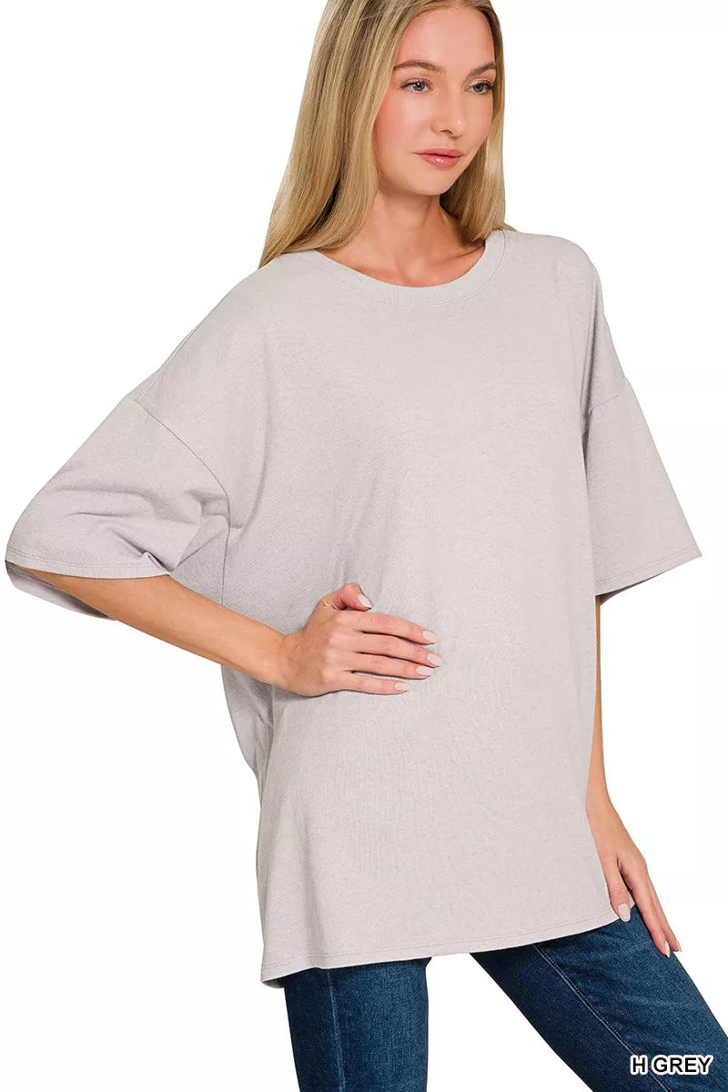 Zenana Cotton Short Sleeve Oversized Tunic Tee