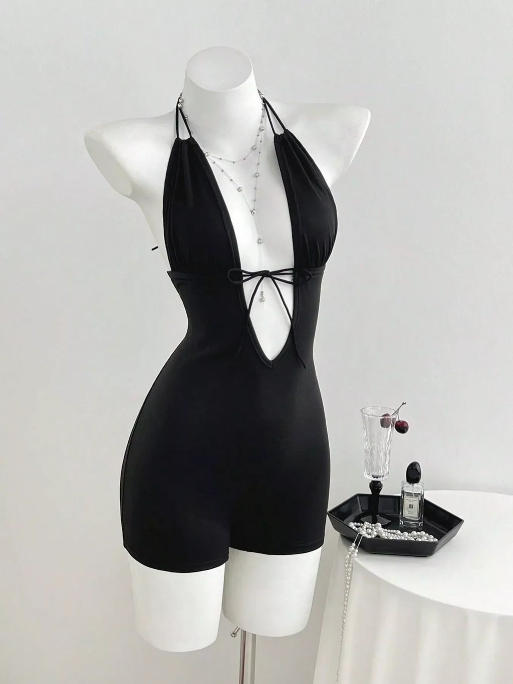 Tied Front Halter Neck Romper