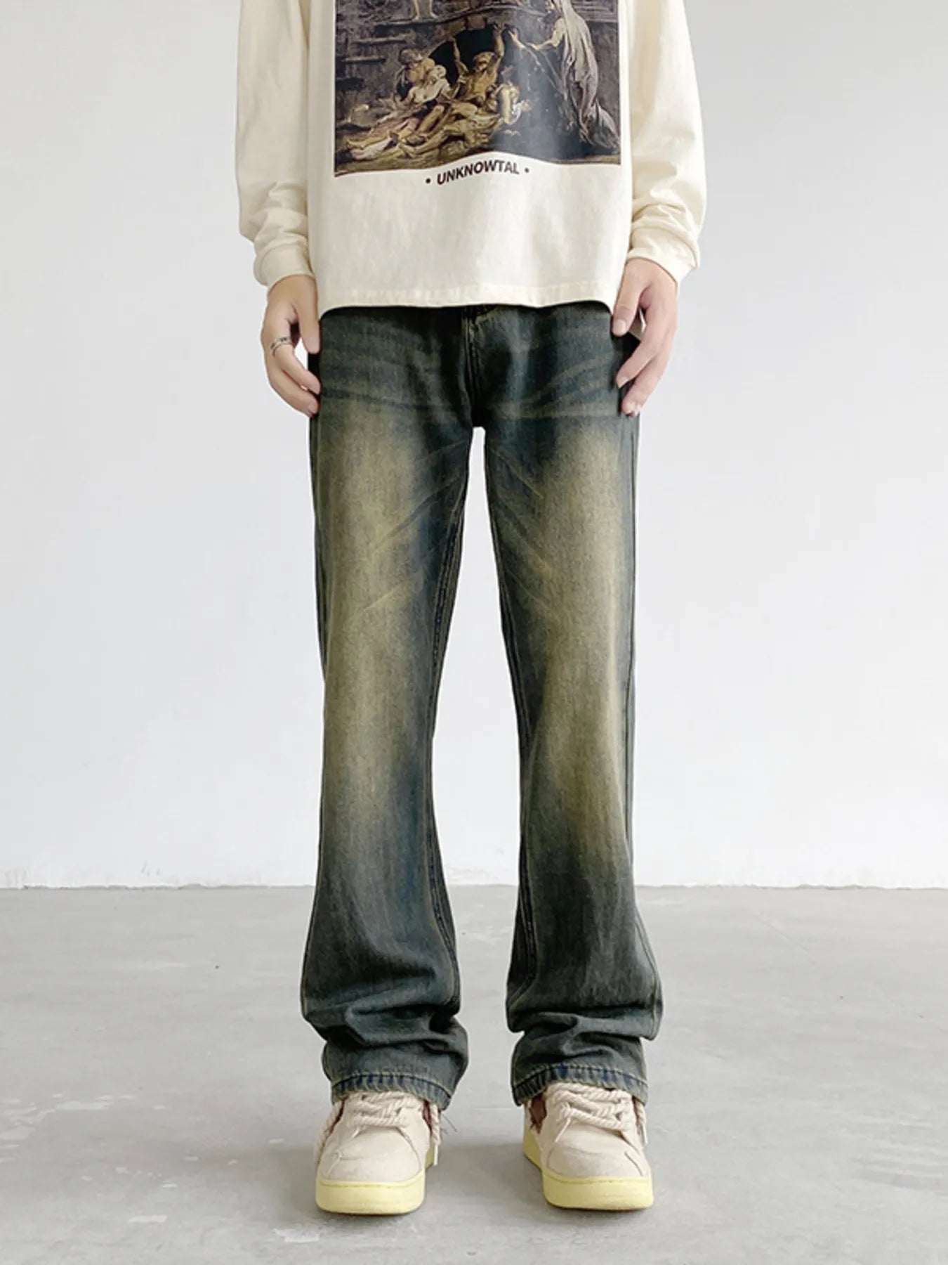 Men's Plus Size Vintage Wash Relaxed Fit Jeans