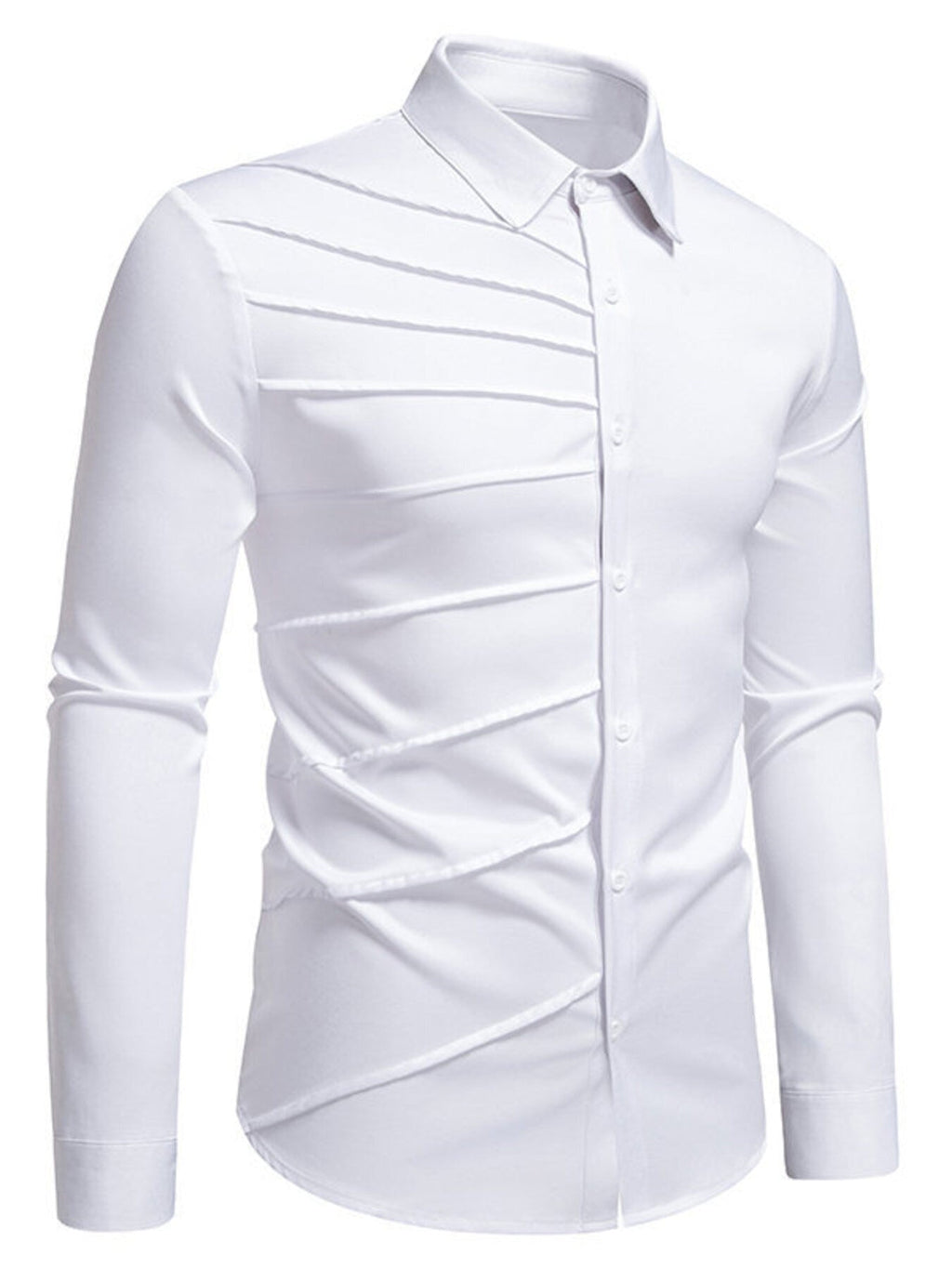 Men's Slim Fit Ruched Long Sleeve Shirt