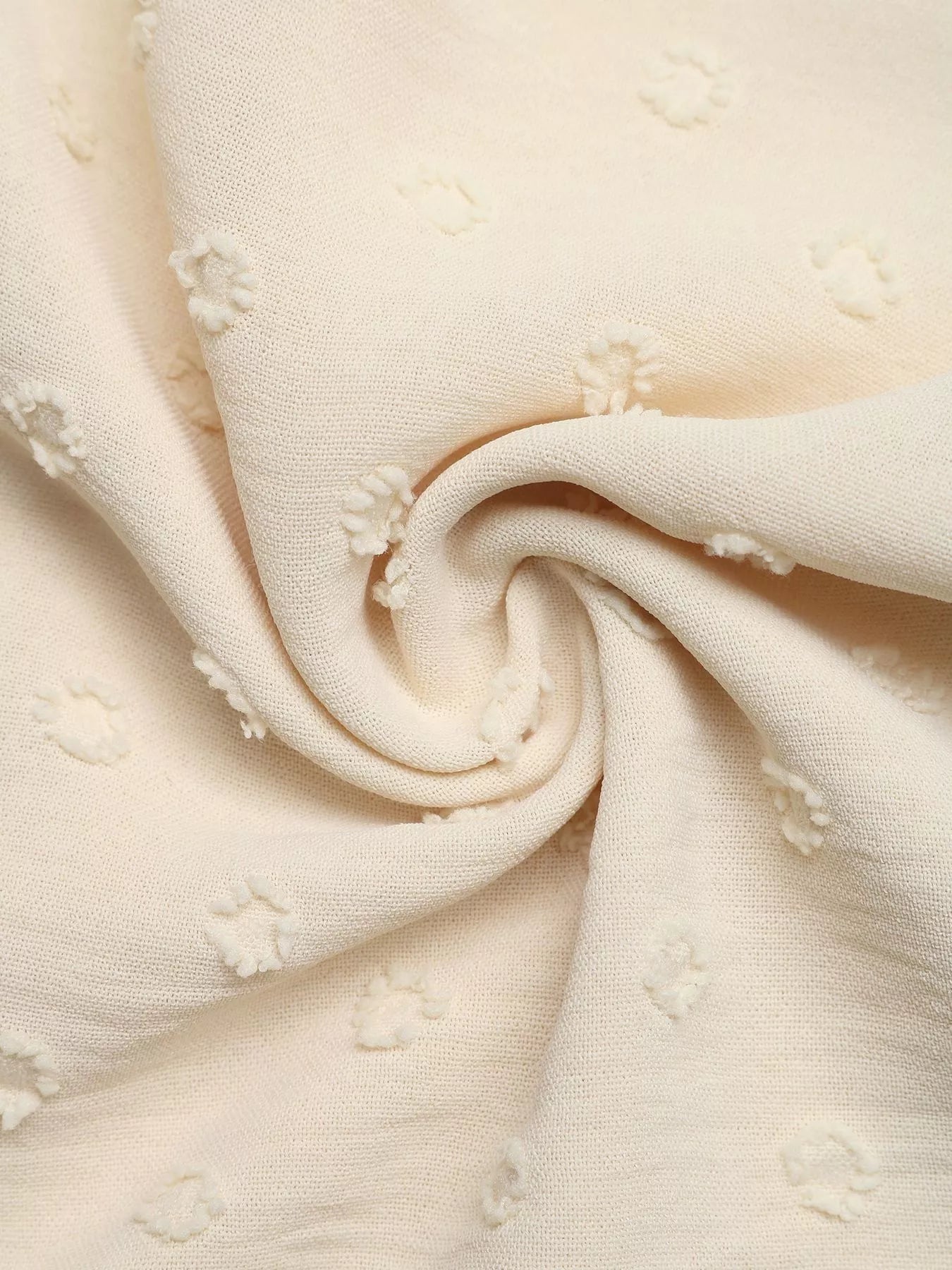 Swiss Dot Ruffled Button-Down Shirt