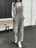 Slit Wide Leg Overalls with Pockets