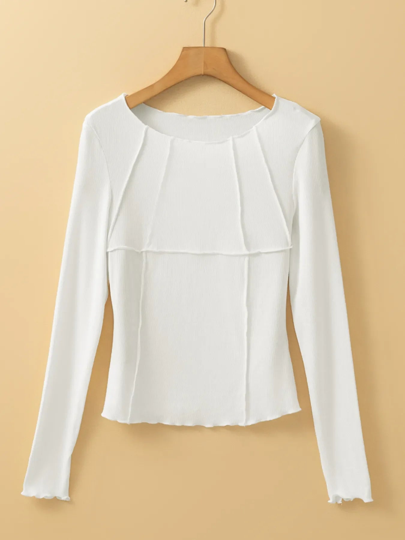 Exposed Seam Slim Fit Long Sleeve Top