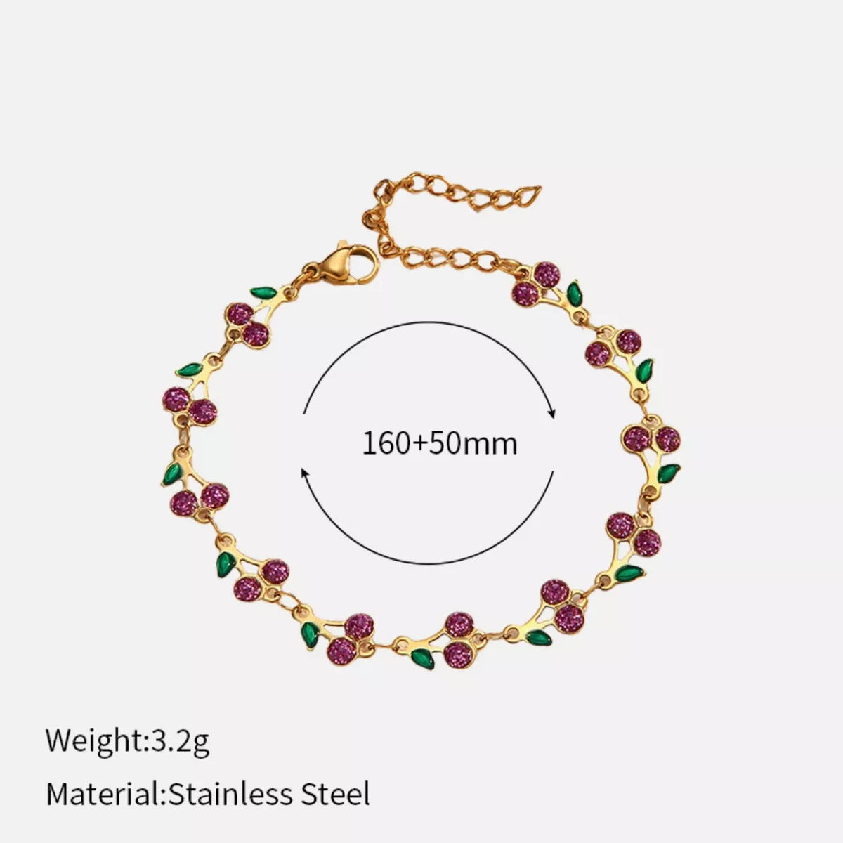18K Gold-Plated Cherry Charm Bracelet