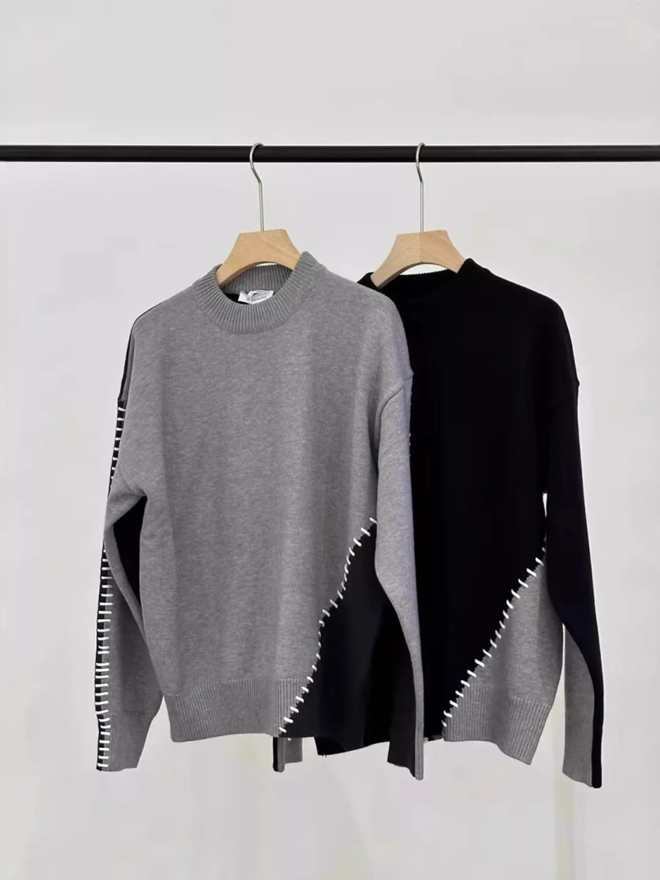 Men's Plus Size Two-Tone Mock Neck Sweater