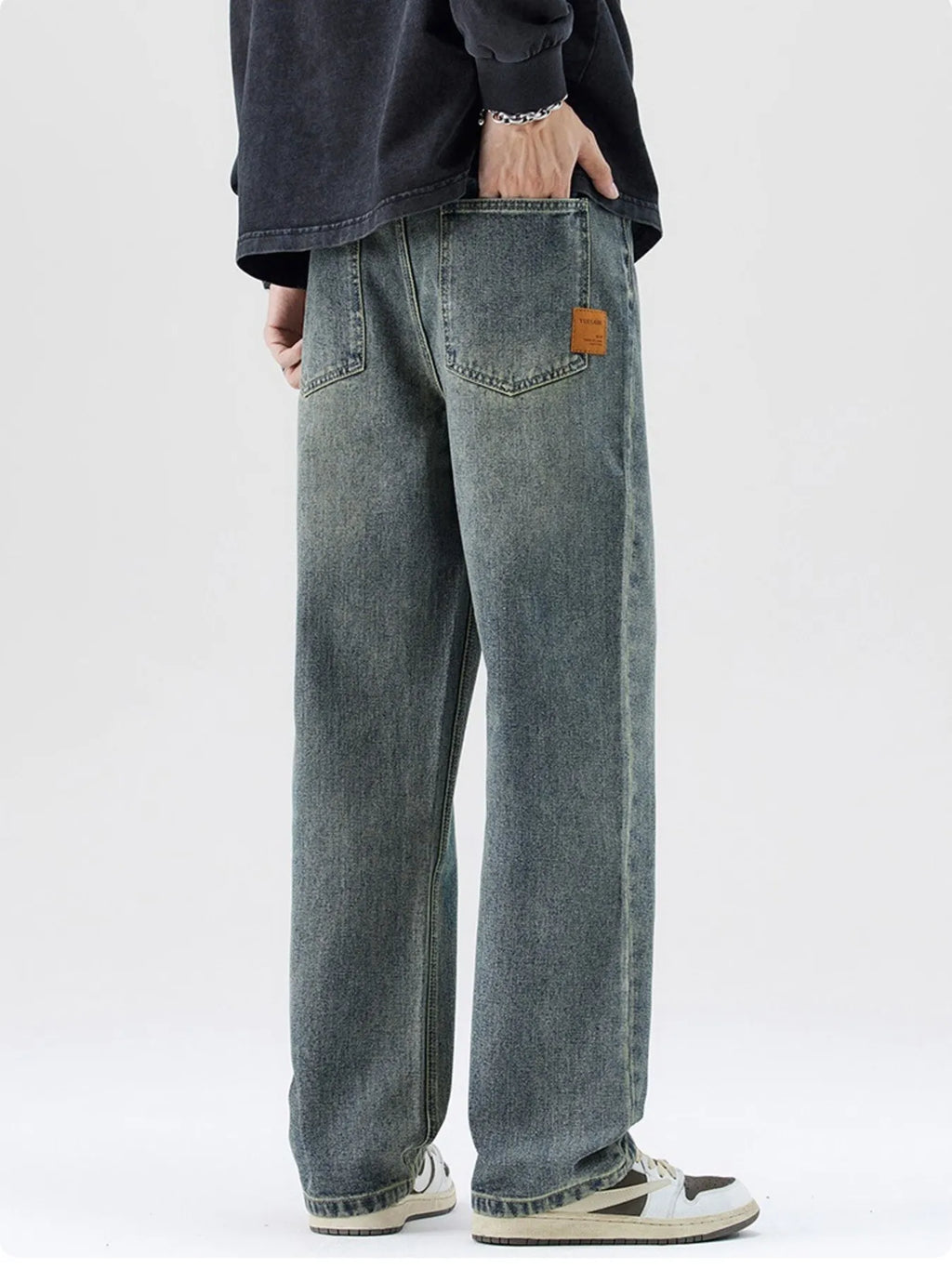 Men's Washed Wide Leg Jeans