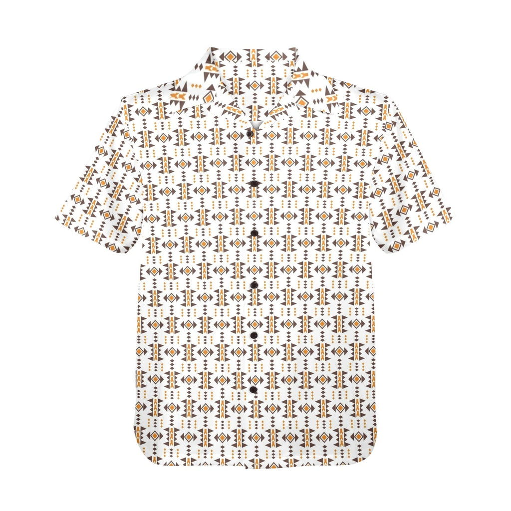 Baha Ranch White Aztec Hawaiian Shirt Made in America