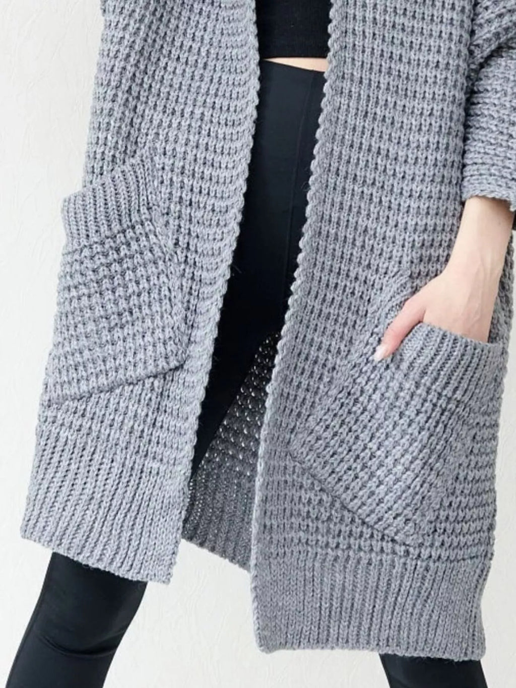 Full Size Chunky Knit Open Front Cardigan Plus Size