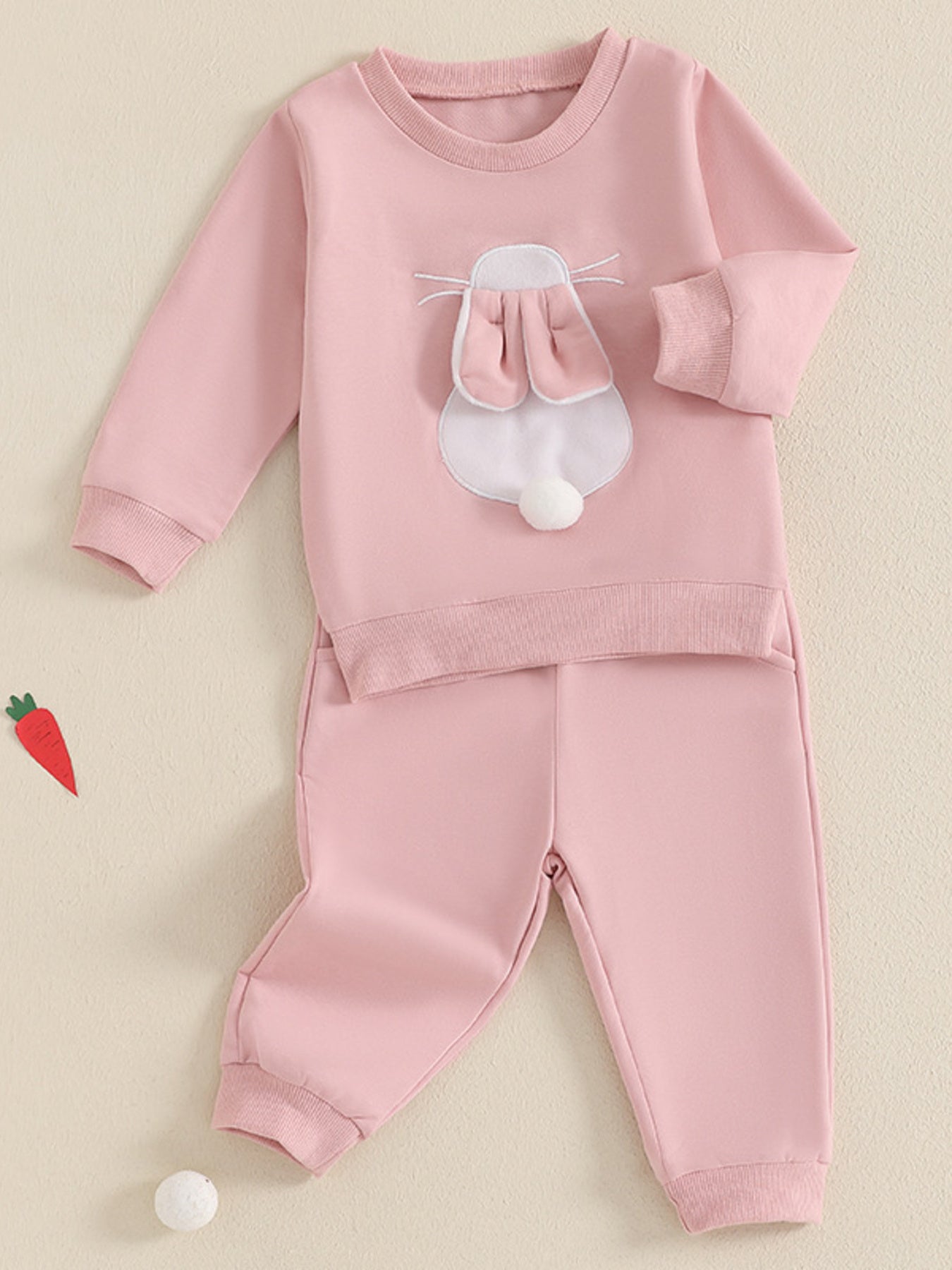 Children's Bunny Applique Top and Pants Outfit Set