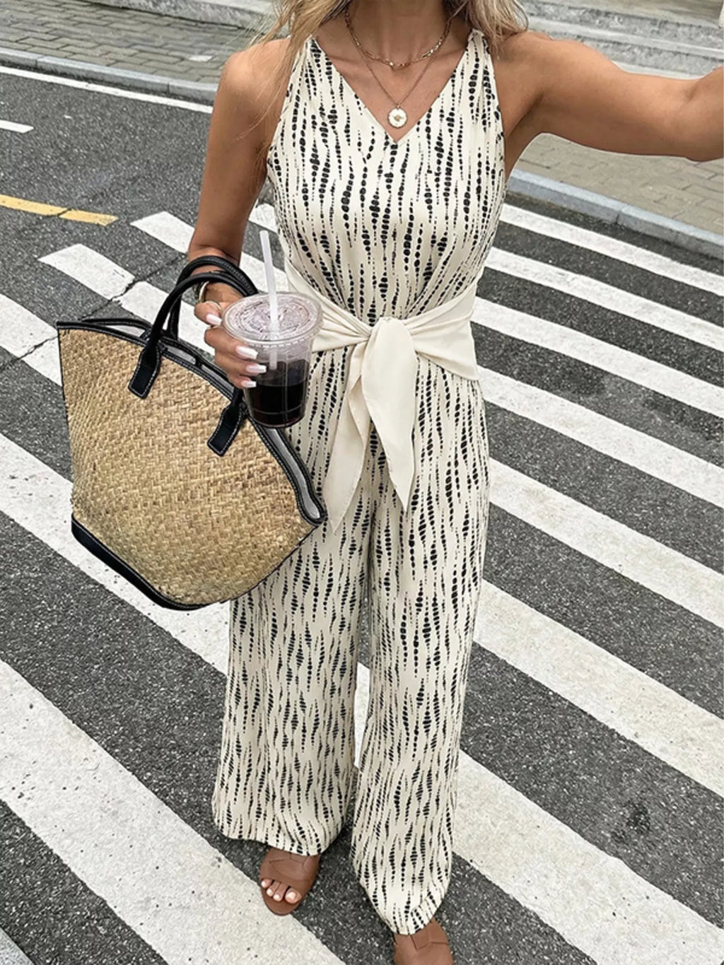 Printed Wide Leg Jumpsuit
