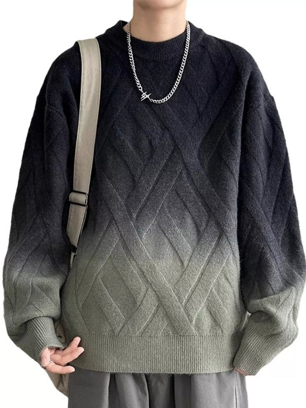 Men's Plus Size Gradient Round Neck Sweater