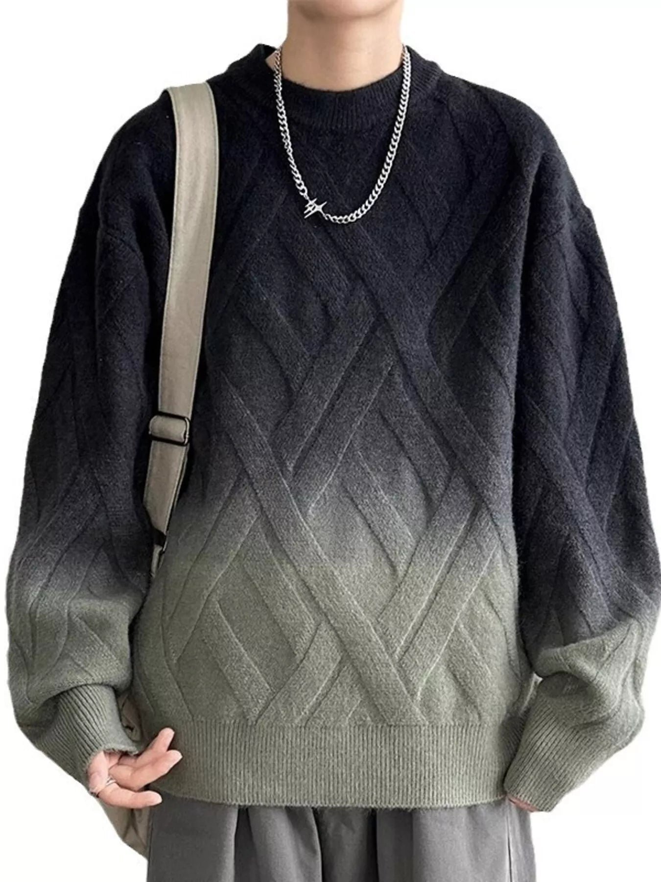 Men's Plus Size Gradient Round Neck Sweater