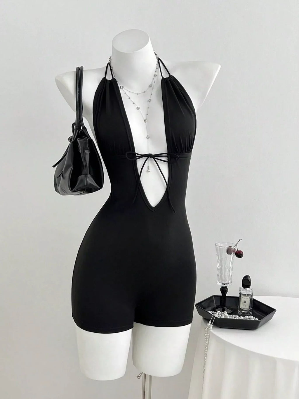 Tied Front Halter Neck Romper