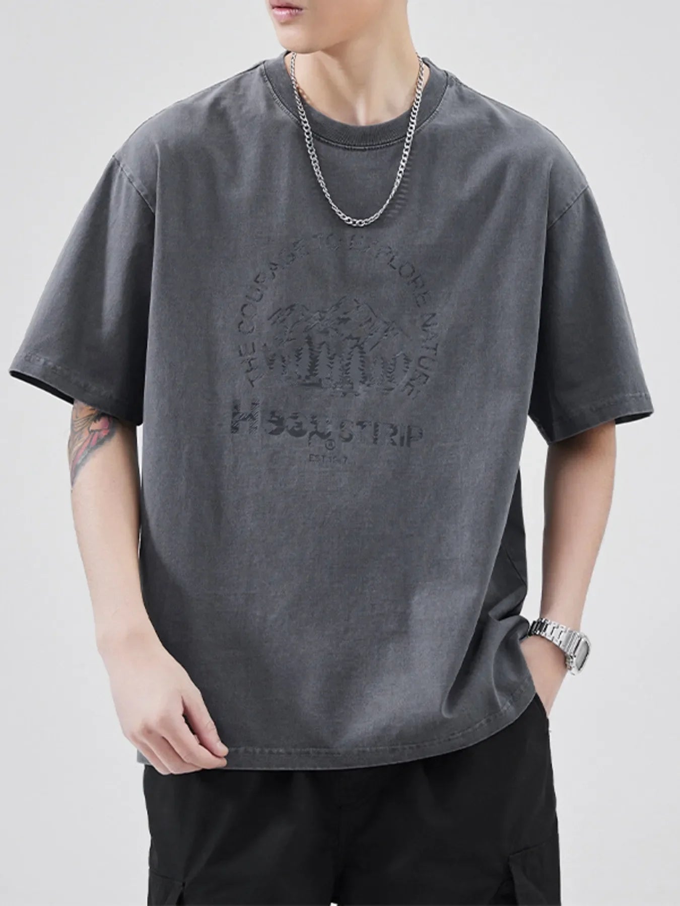 Men's Plus Size Round Neck Half Sleeve T-Shirt
